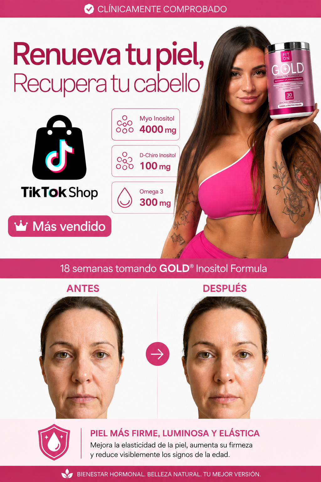 GOLD Inositol formula 300 gr by Fit On — Equilibrio Hormonal Femenino Natural